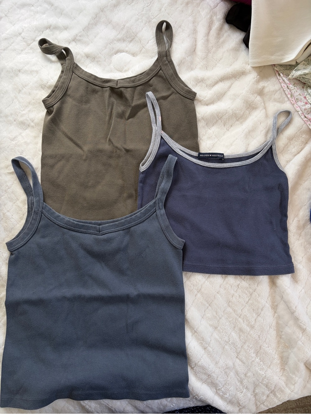 Brandy Melville Olive and Navy Tank Tops - Set of 3